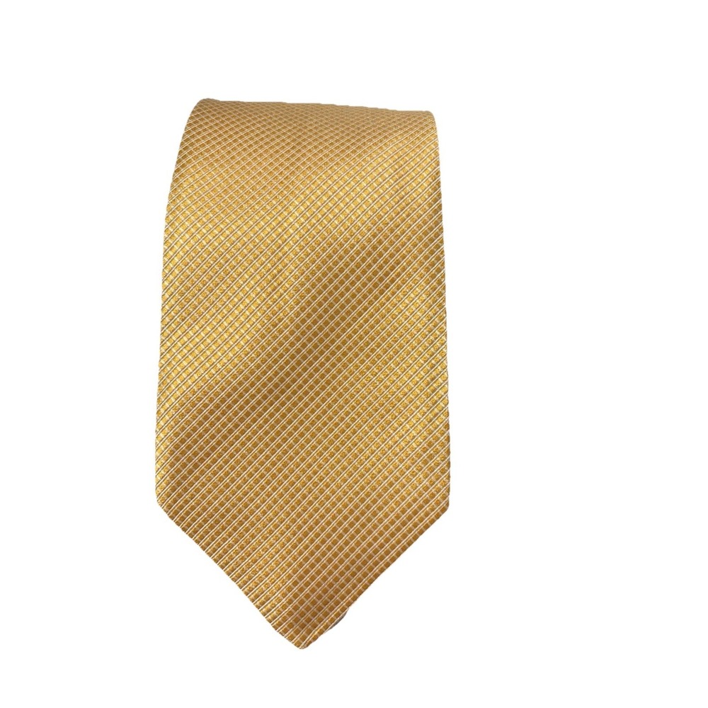 Robert Talbott Carmel Silk XL Neck Tie Yellow White Geometric Hand Sewn Made USA